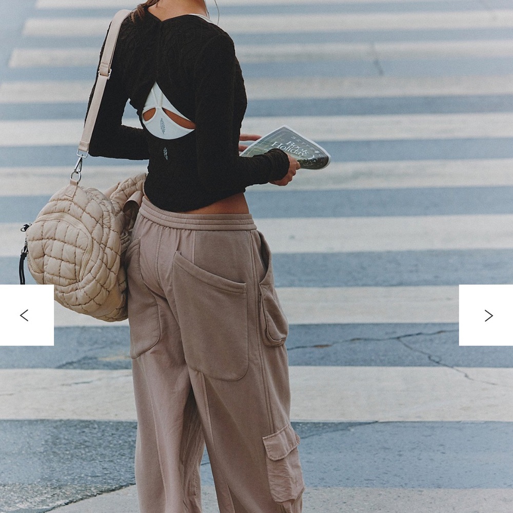 Free People Movement Buckle Down Joggers NWOT, dark Tan size XL - Picture 7 of 10